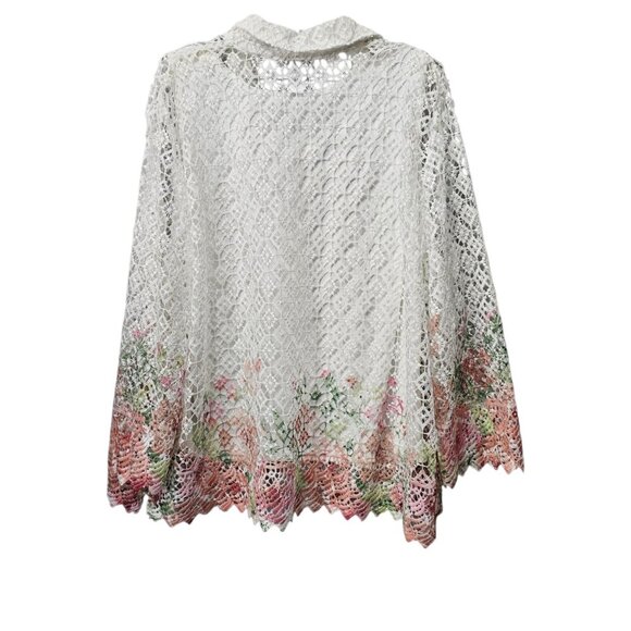 Alfred Dunner English Garden Floral Border Lace Boho Tank Cardigan Top 2in1 - Picture 6 of 8